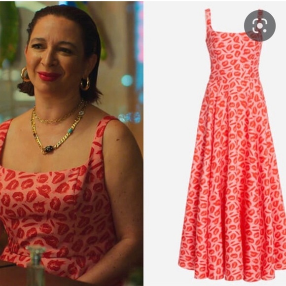 Brandon Maxwell Dresses & Skirts - Brandon Maxwell Lip-Print Silk A-Line Maxi Dress